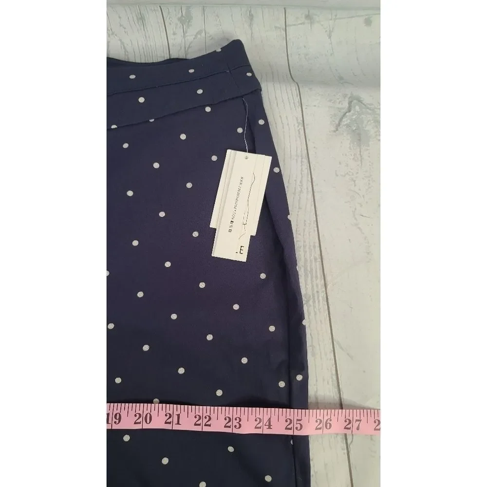 Joe B 3X Pull On Capri Pants Blue Cream Polka Dot Criss Cross Open Ankle Stretch - Picture 5 of 9